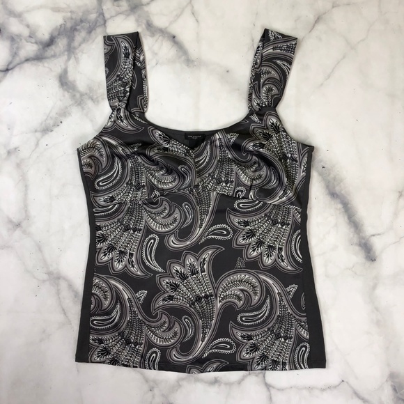NWOT Ann Taylor Top Medium Paisley Design Grey - Picture 2 of 6